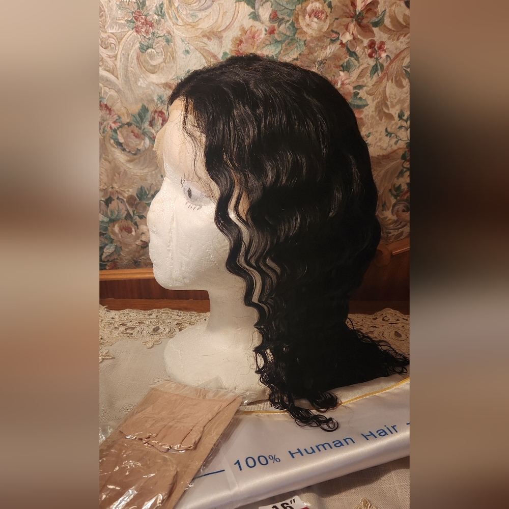 100% WAVEY HUMAN HAIR - CAP STYLE - 16”
